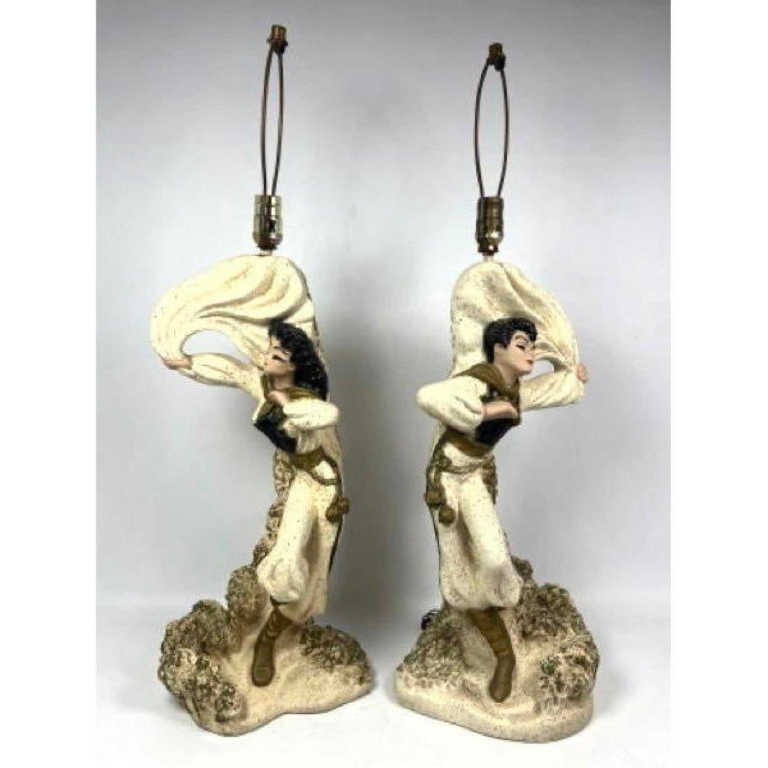 Pair 50s Modern Chalkware Figural