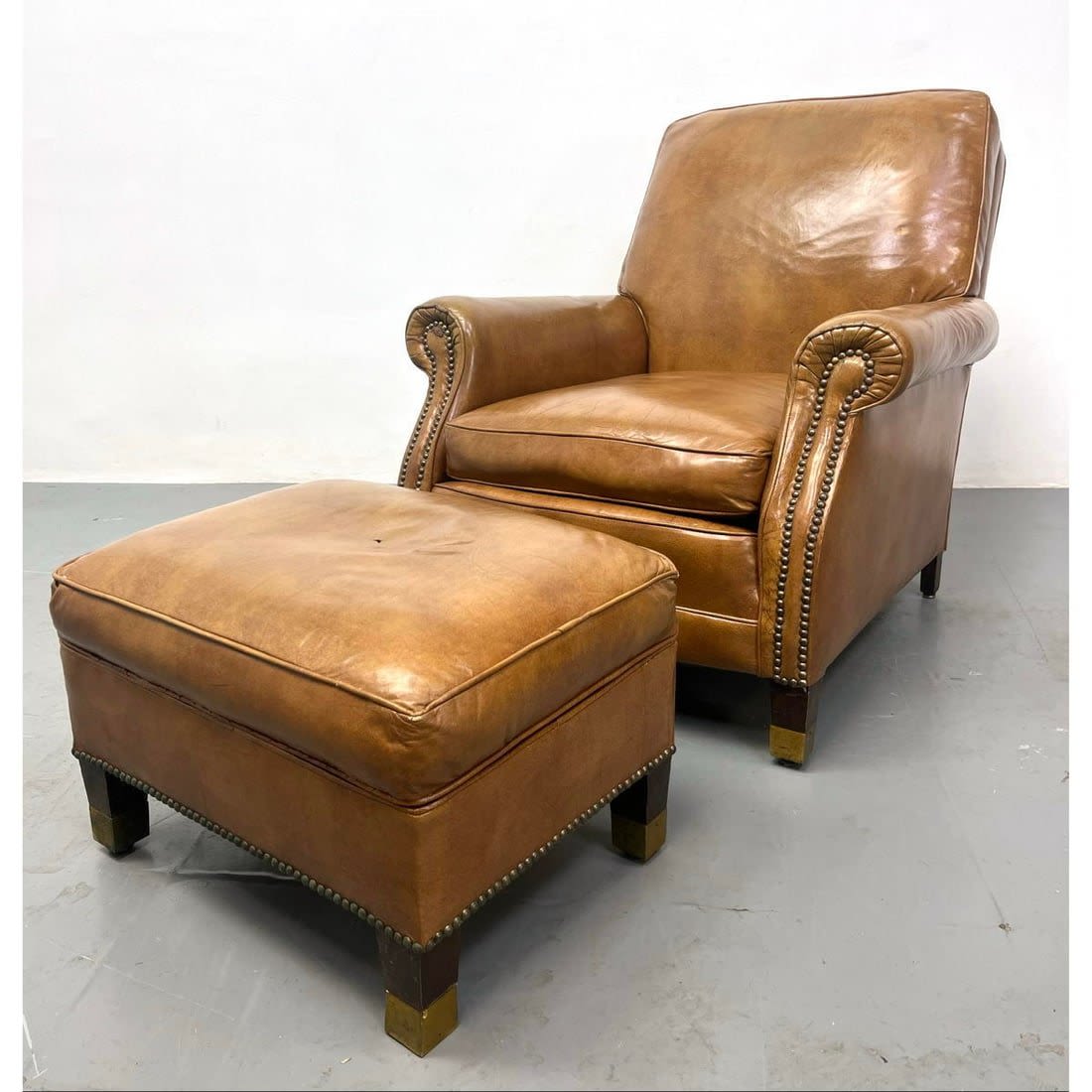 Classic Vinyl Club Chair and Ottoman  362ae0
