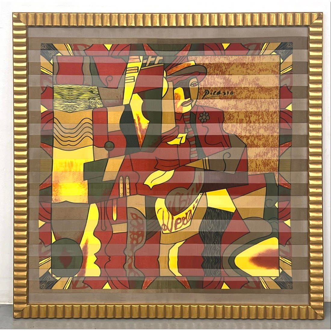 Framed Picasso Scarf Cubist Figure  362af3