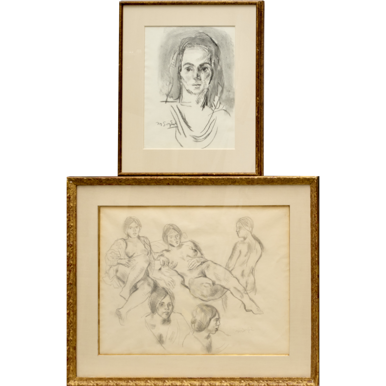 MOSES SOYER, (2) DRAWING STUDIES Moses