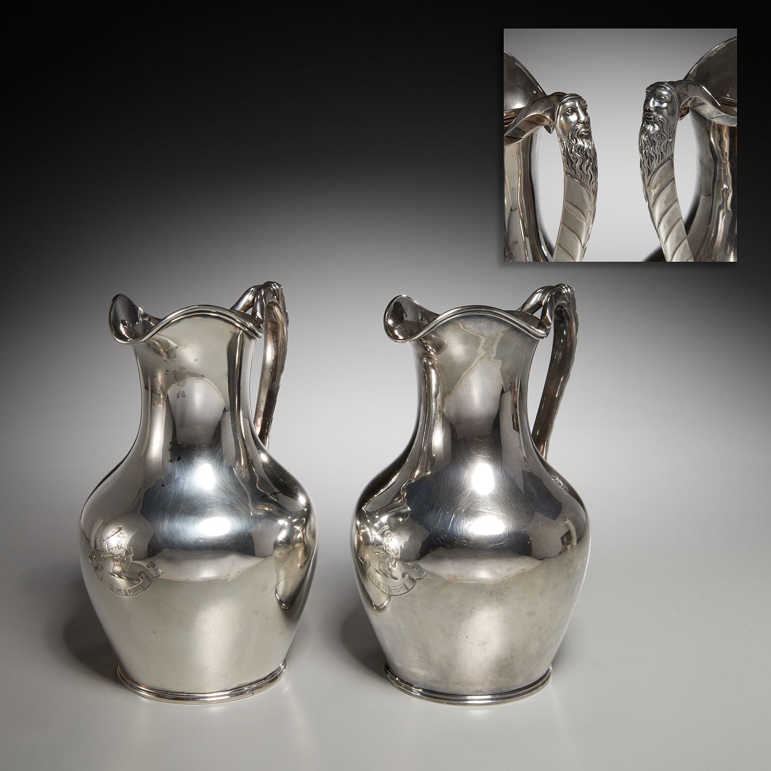 WILLIAM FORBES, (2) COIN SILVER PITCHERS