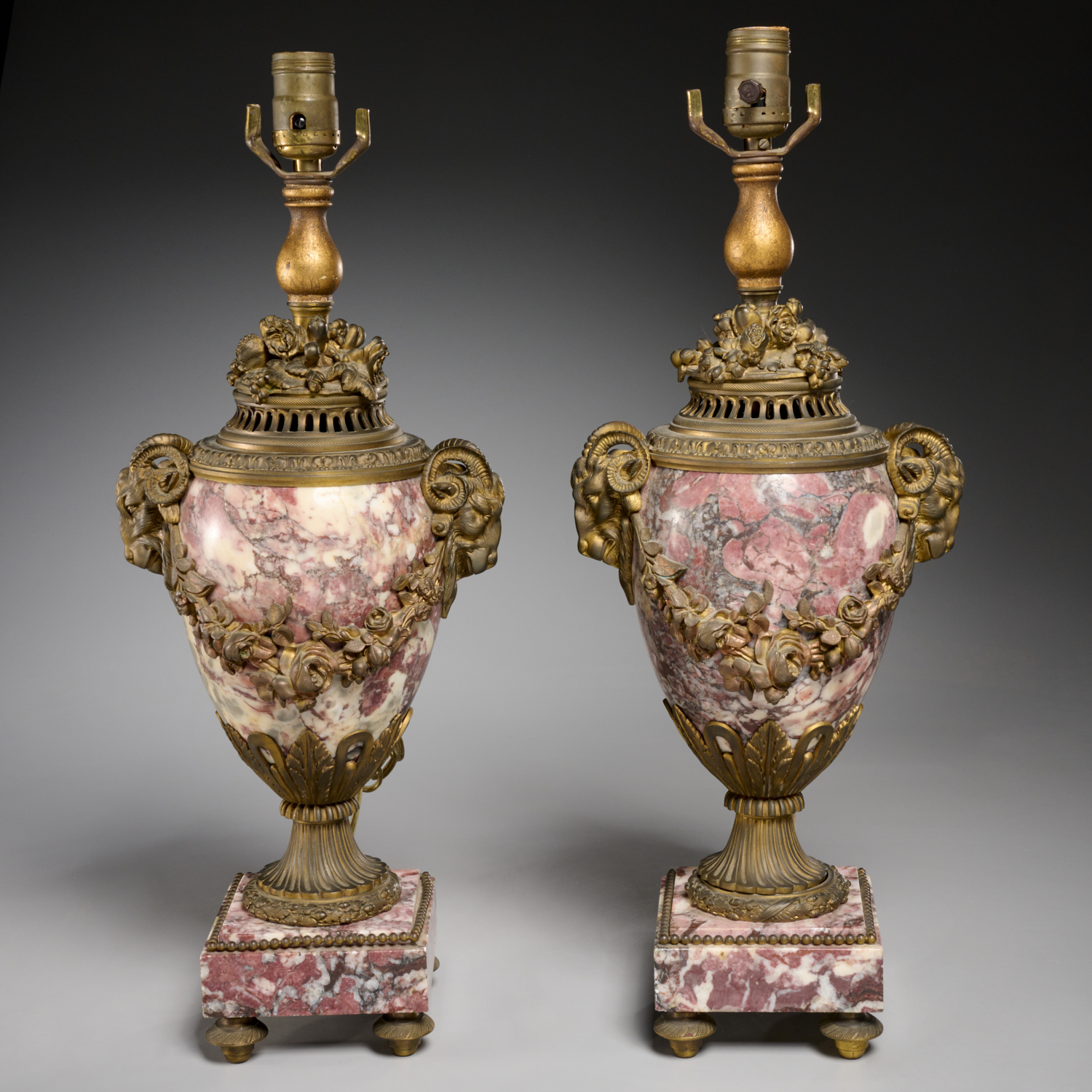 PAIR LOUIS XVI STYLE BRONZE MARBLE 3604bb