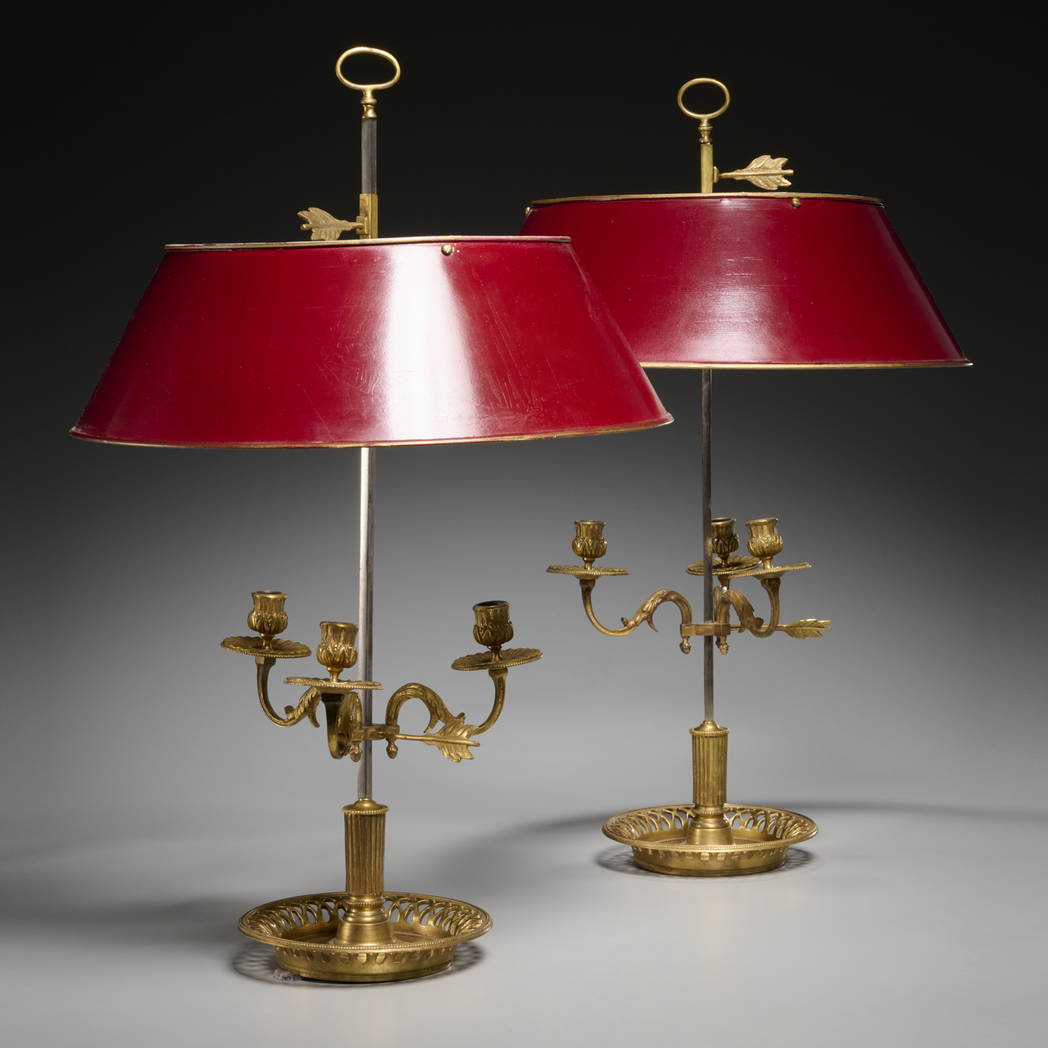 PAIR DIRECTOIRE GILT BRONZE BOUILLOTTE