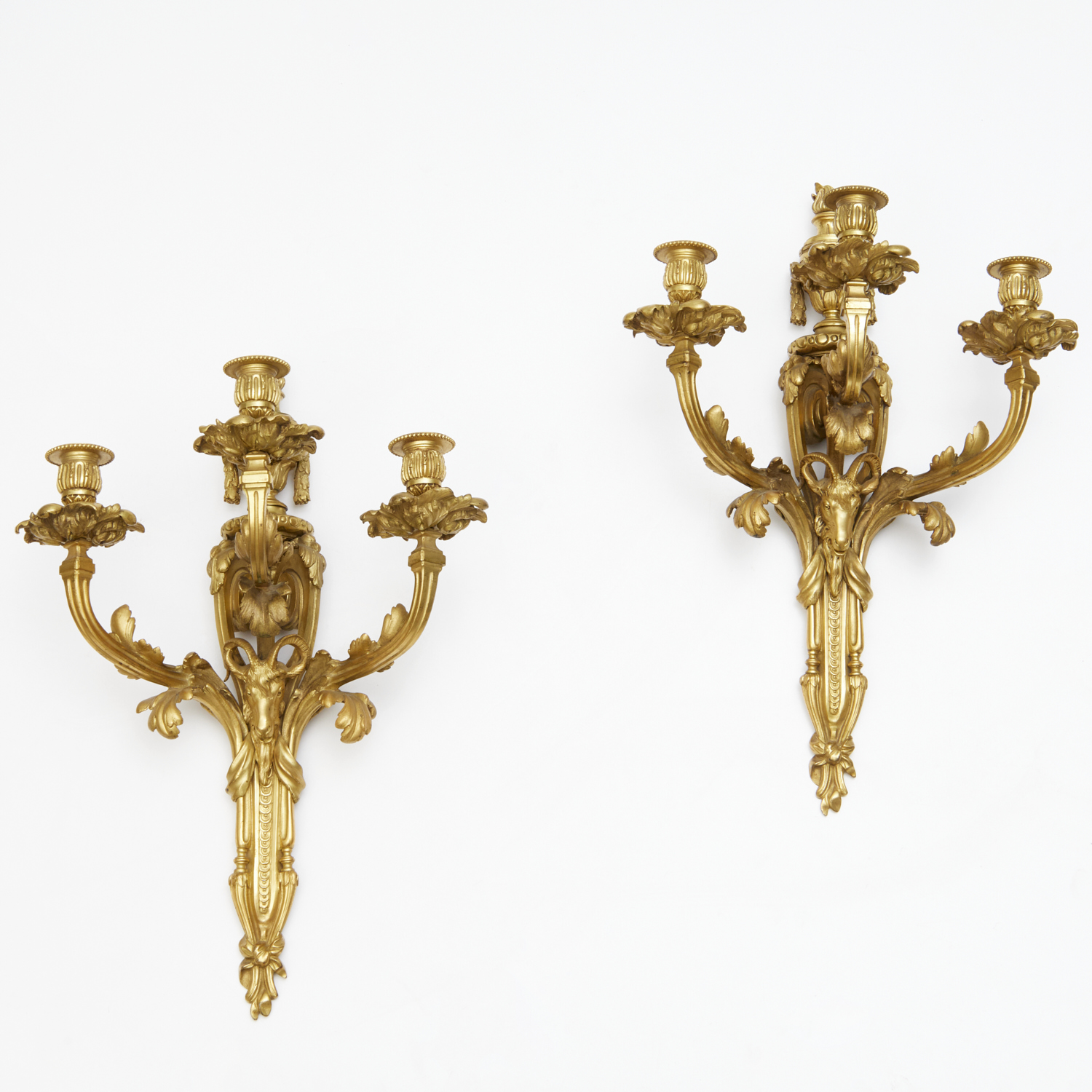 PAIR ANTIQUE LOUIS XVI STYLE GILT BRONZE