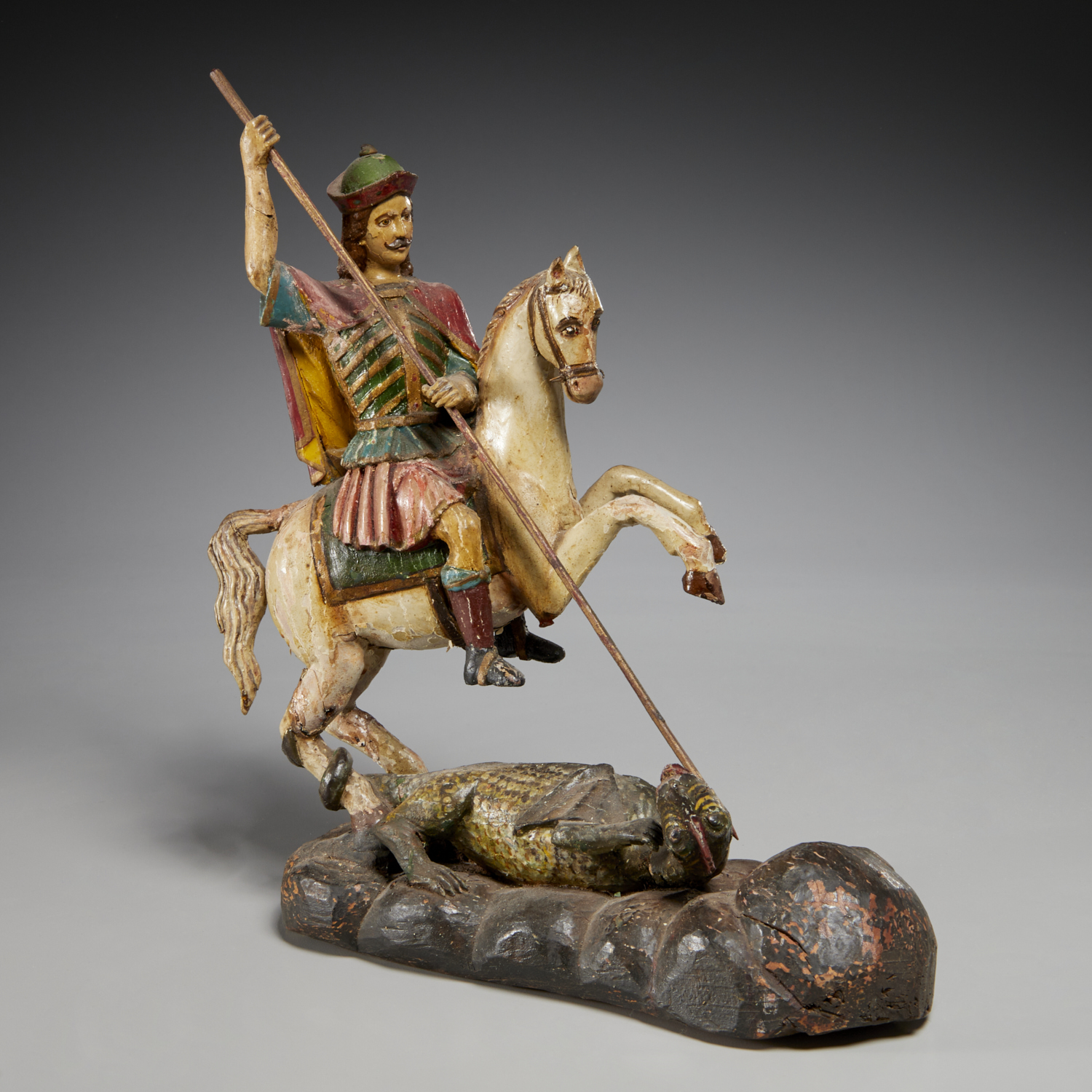 INDO-EUROPEAN POLYCHROMED WOOD ST. GEORGE