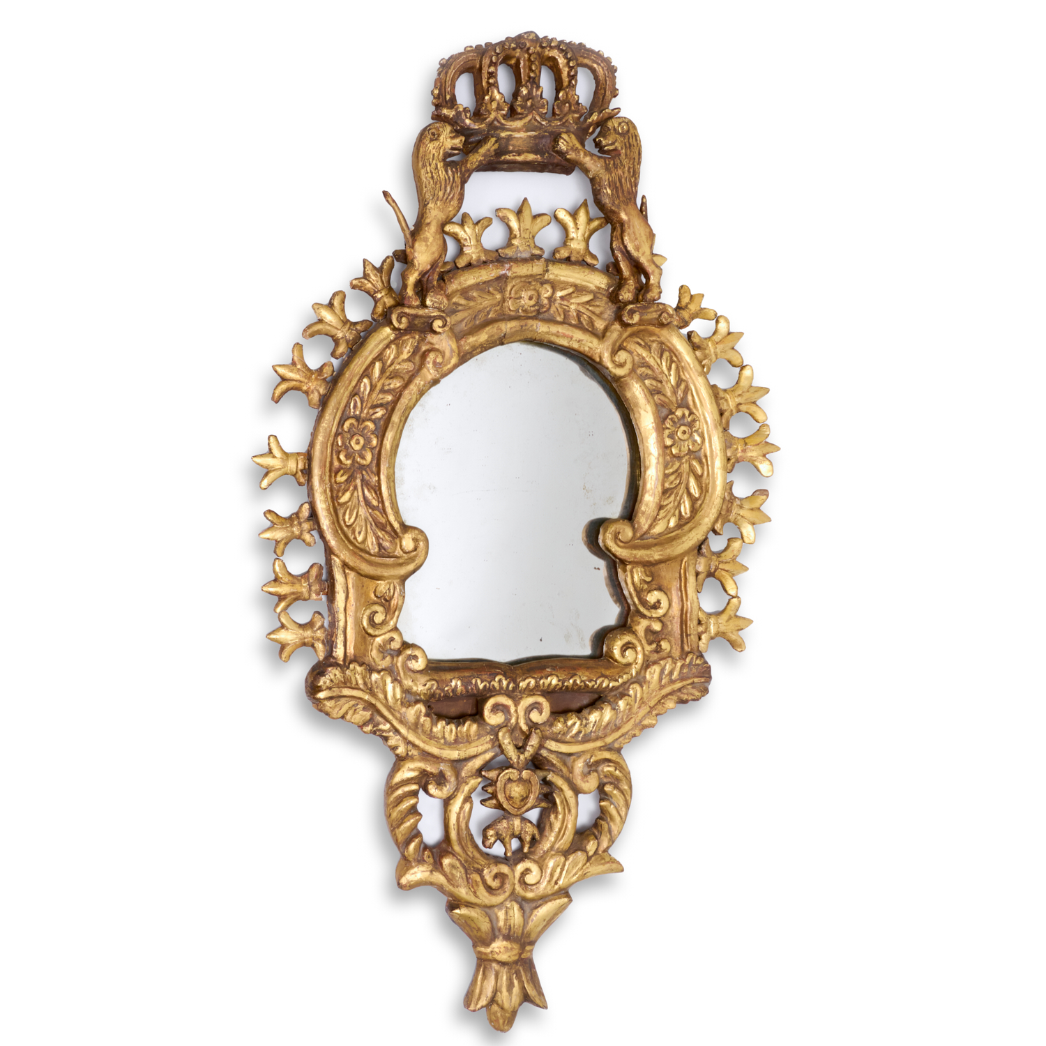 UNUSUAL SPANISH BAROQUE GILTWOOD MIRROR