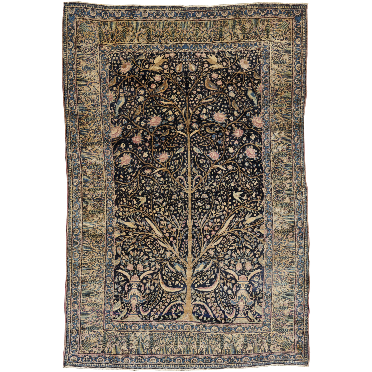 ANTIQUE KIRMAN TREE OF LIFE CARPET 36055c