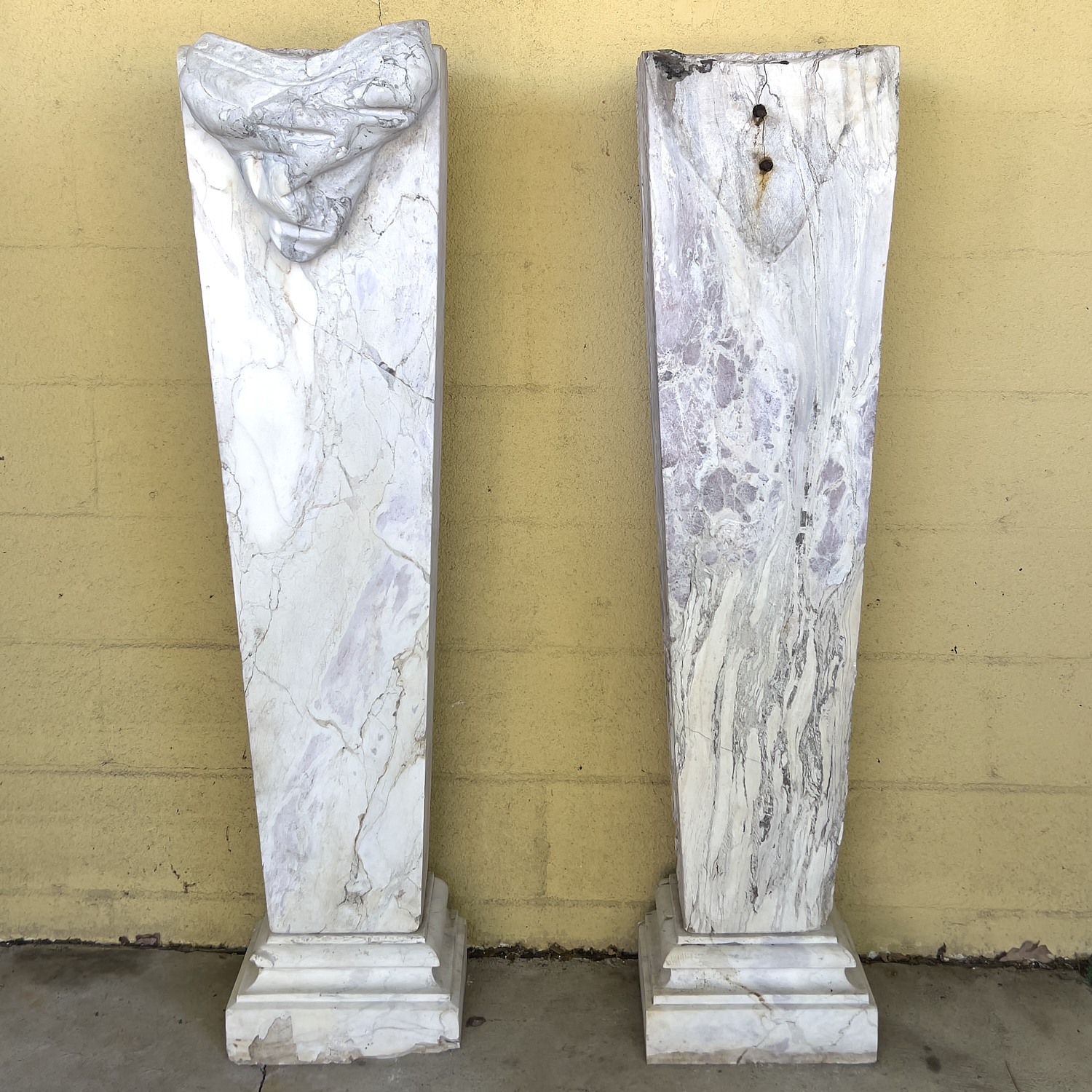 PAIR ANTIQUE MARBLE TERM FIGURE