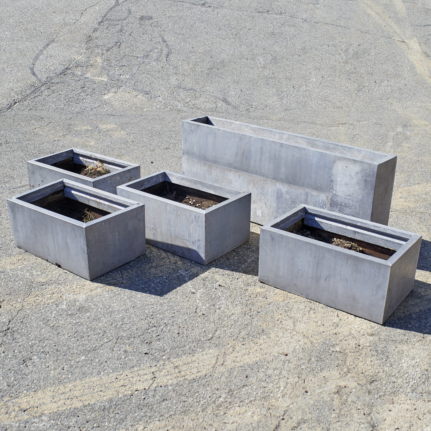  5 CUSTOM MODERNIST ZINC PLANTERS 360584