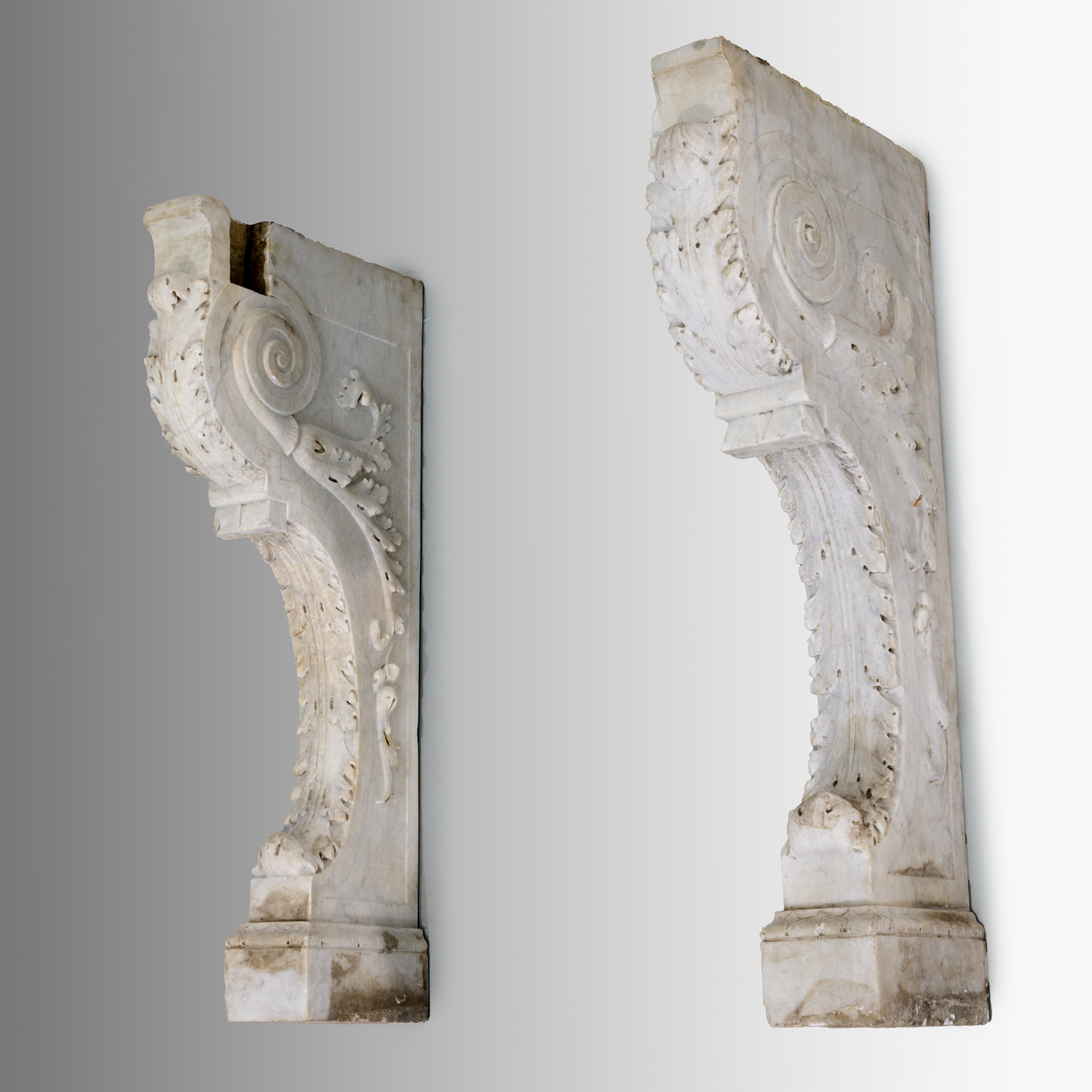 PAIR NEO-CLASSICAL MARBLE CORBELS,