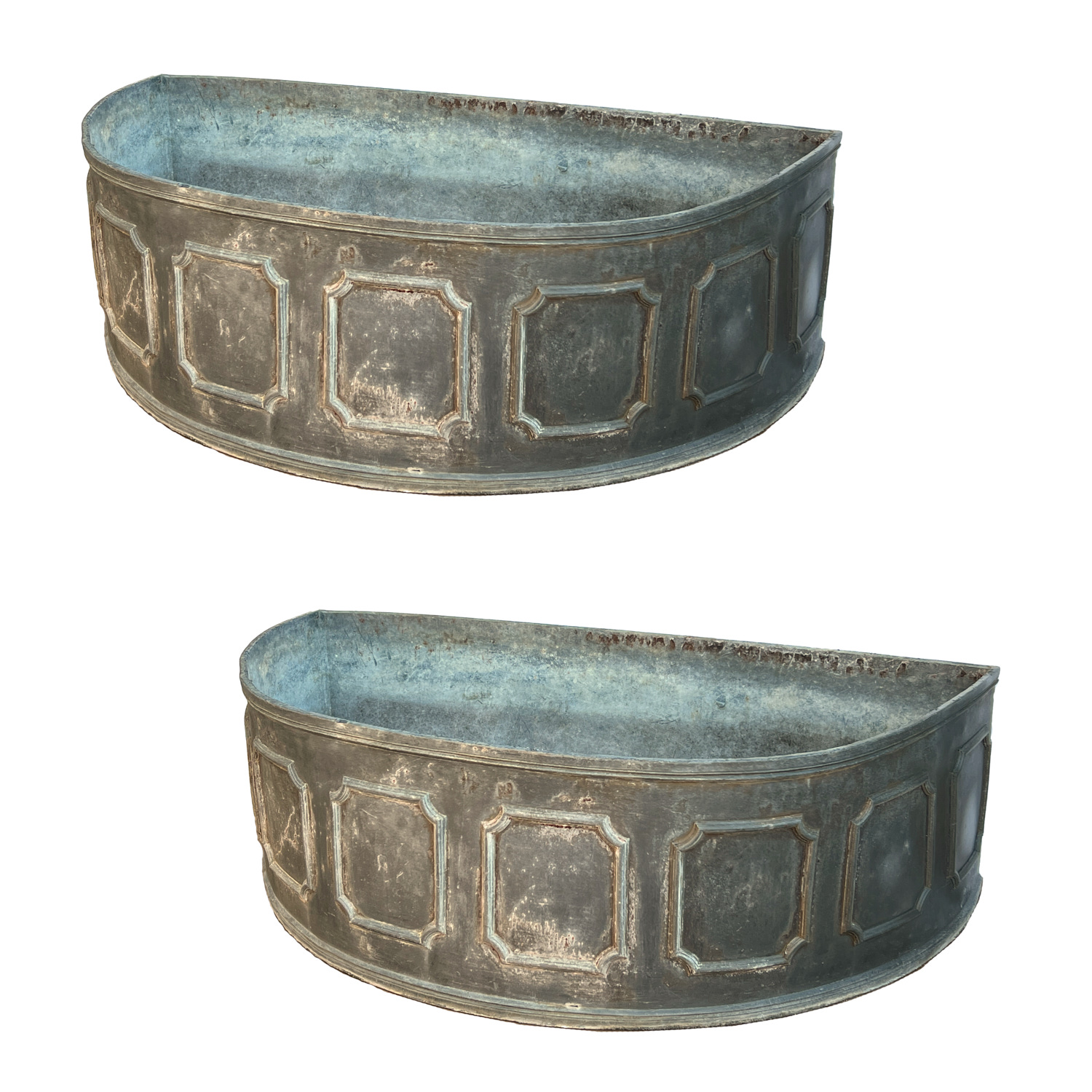 PAIR LARGE ENGLISH LEAD PLANTERS  36057f