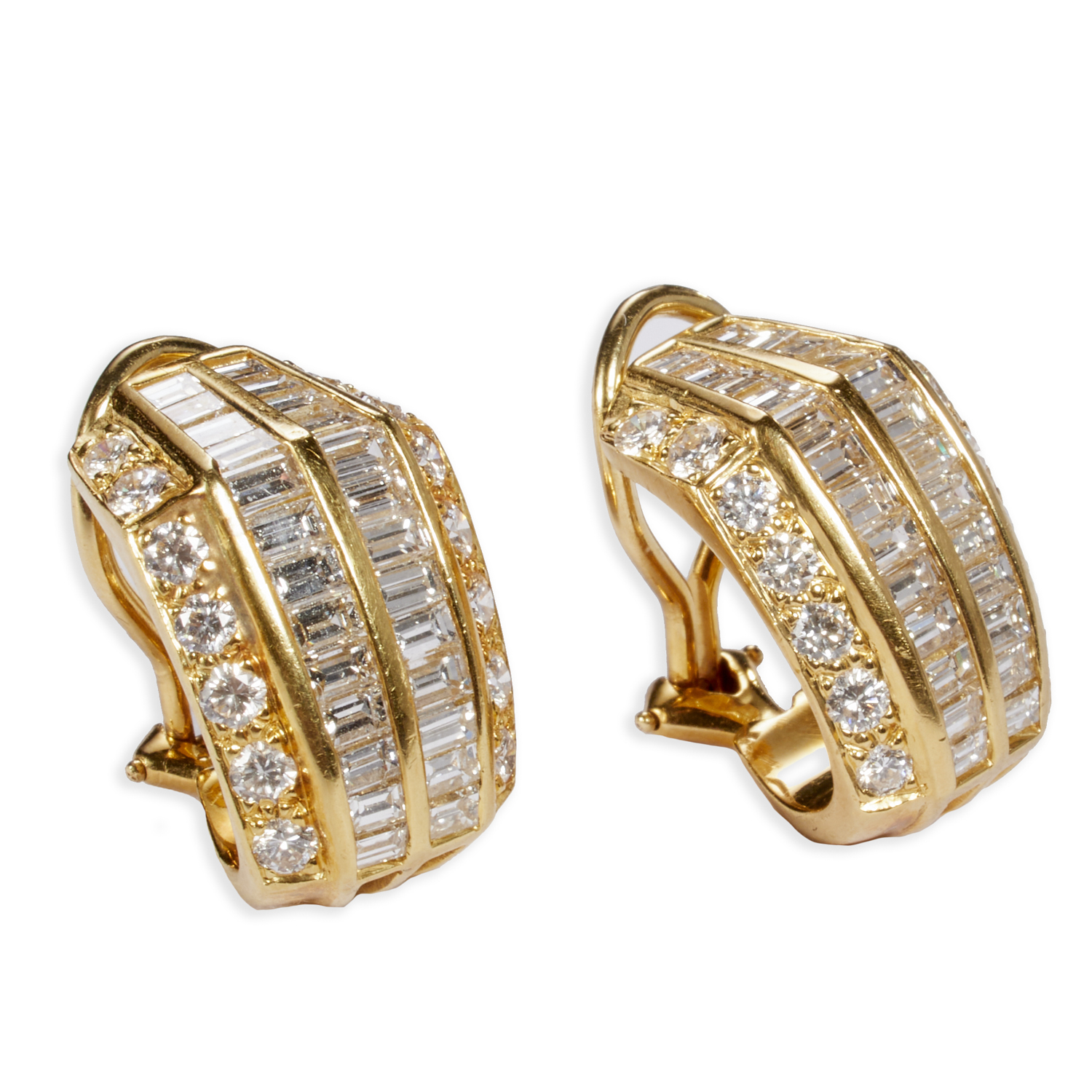 18K GOLD DIAMOND EARRINGS 20th 3605a5