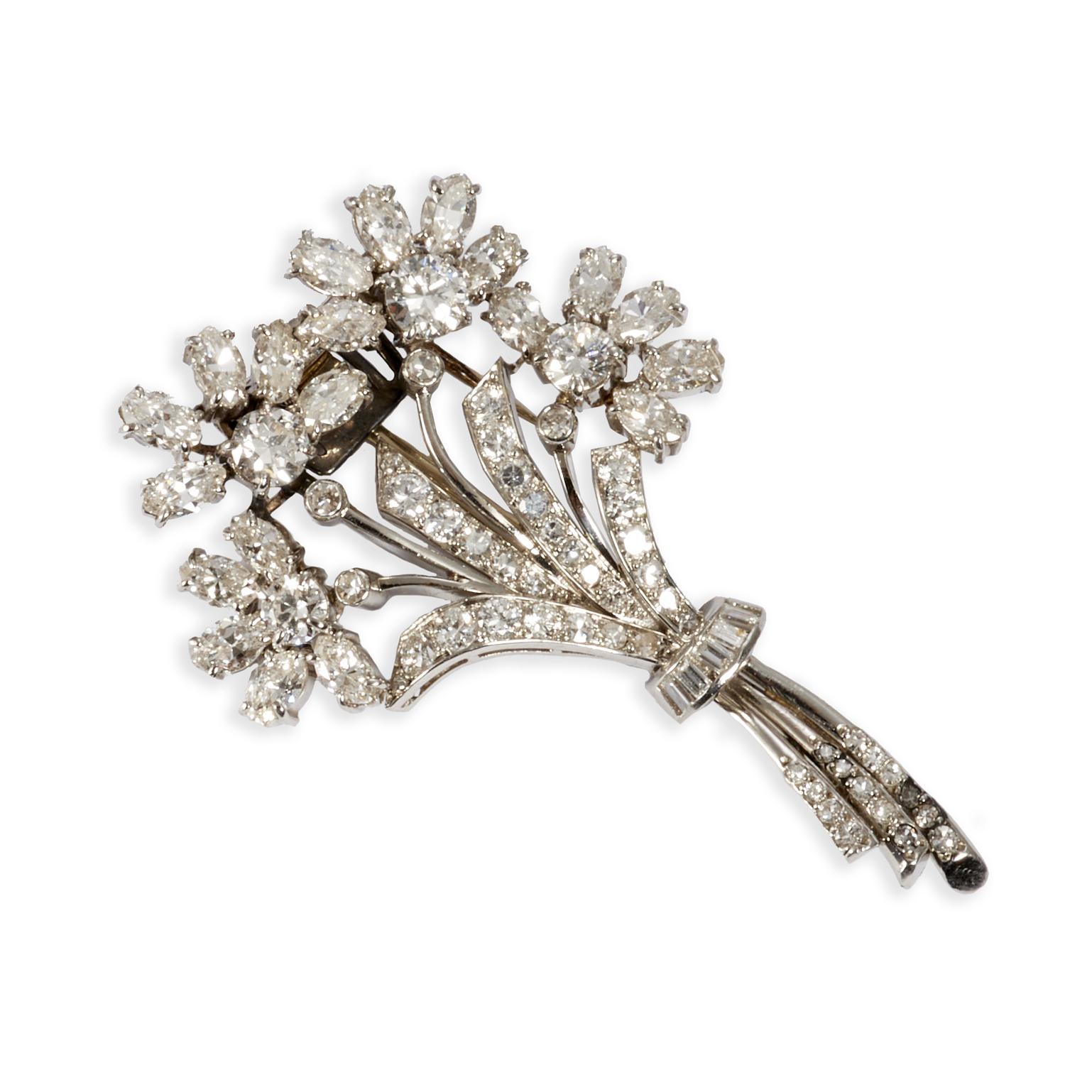 PLATINUM DIAMOND FLOWER BROOCH 36059e