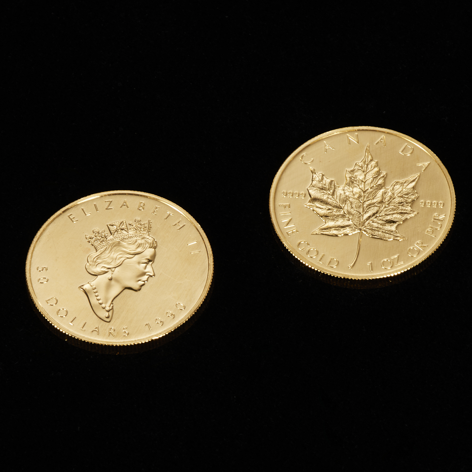 (2) 1991 CANADIAN 1 OZ GOLD MAPLE LEAF