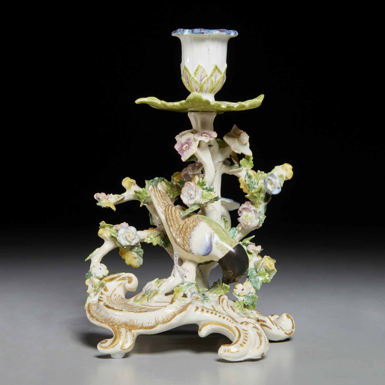 CHELSEA 'BIRD IN BRANCHES' CANDLESTICK,