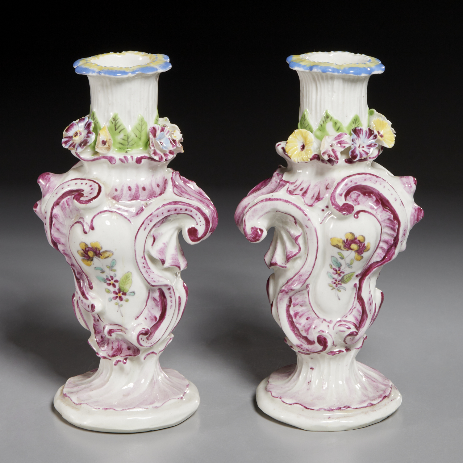 PAIR BOW ROCOCO VASE-FORM CANDLE