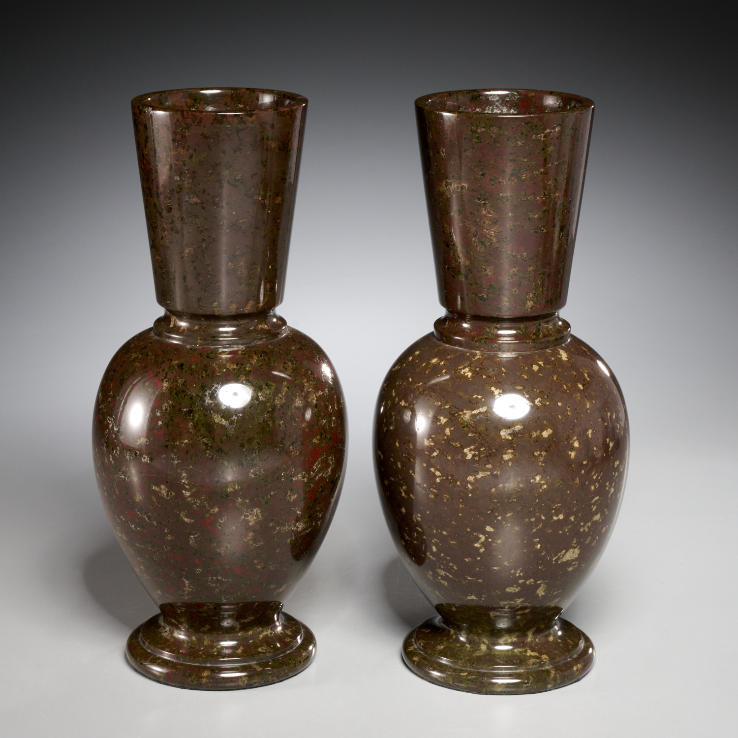 PAIR VICTORIAN CORNISH MARBLE VASES