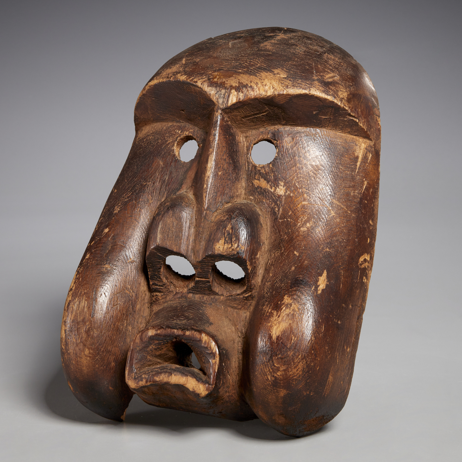 INUIT CARVED WOOD INUPIAQ PORTRAIT