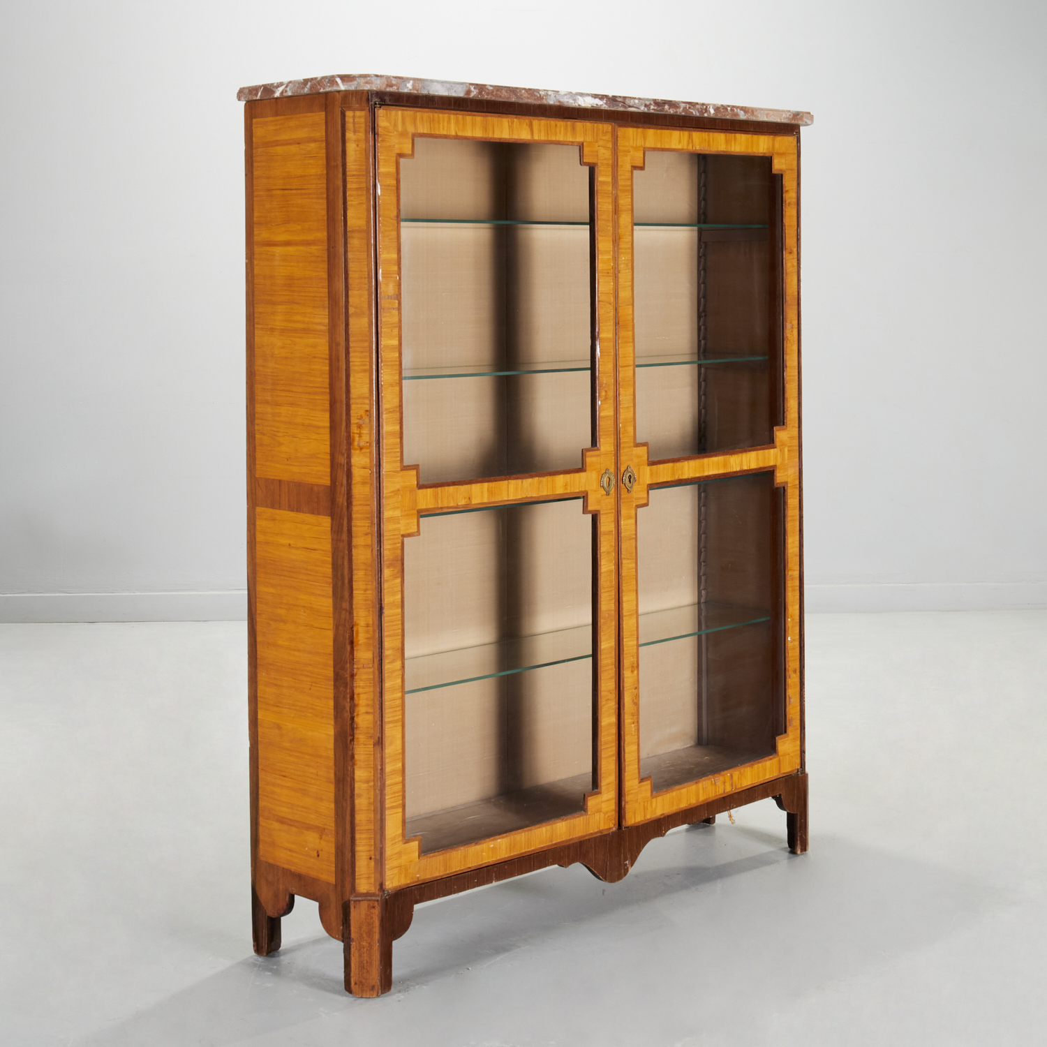 LOUIS XVI MARBLE TOP BOOKCASE CABINET