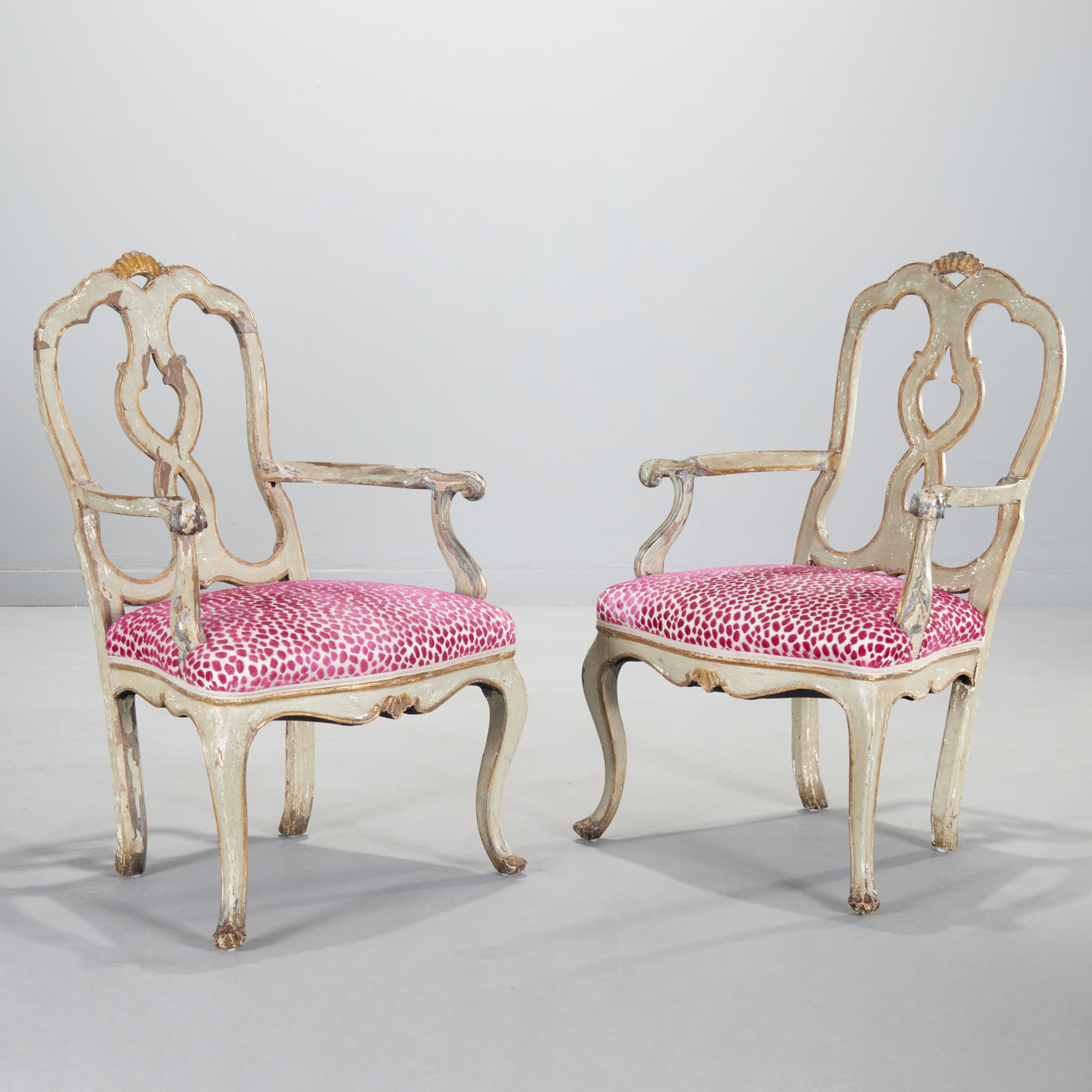 PAIR ITALIAN ROCOCO GILT AND PAINTED 360681