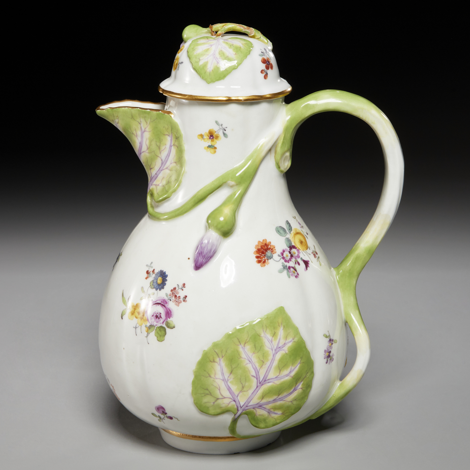 MEISSEN BOTANICAL COFFEE POT AND