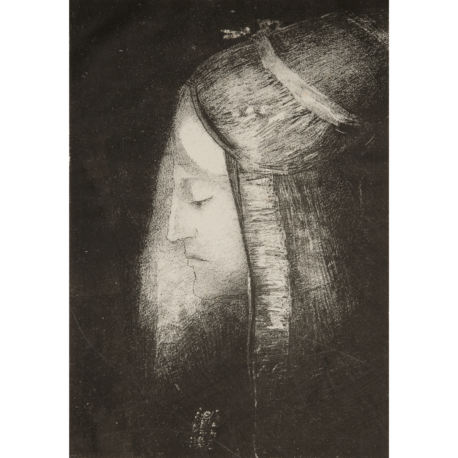 ODILON REDON, BLACK AND WHITE LITHOGRAPH,