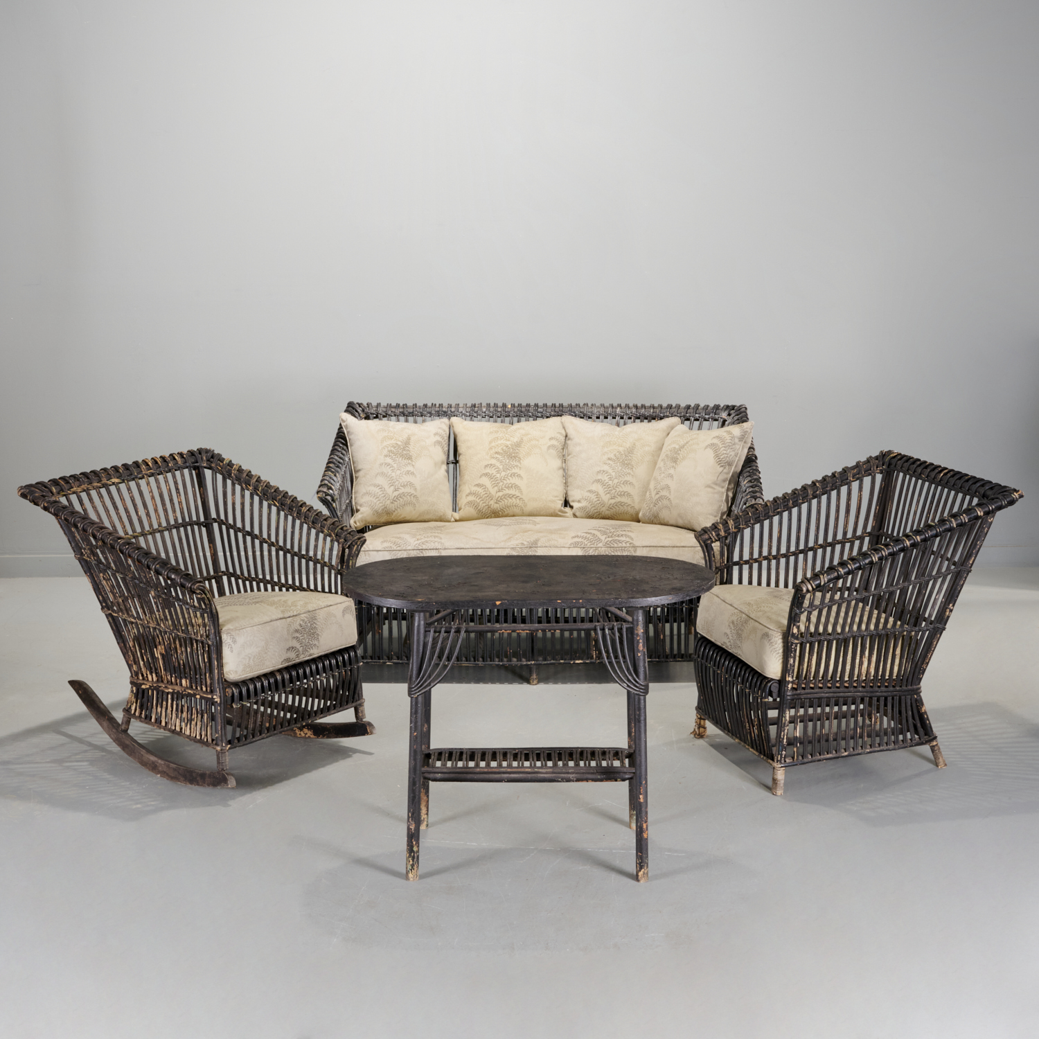 4 PIECE SUITE OF PAINTED RATTAN 3606ff