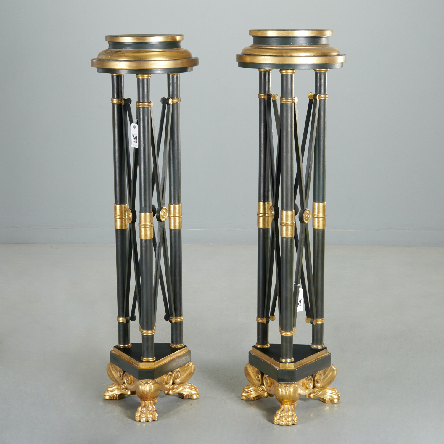 PAIR EMPIRE STYLE GILTWOOD TORCHIERE 36070b