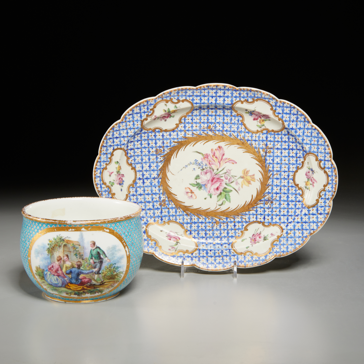 (2) ANTIQUE CHANTILLY & SEVRES