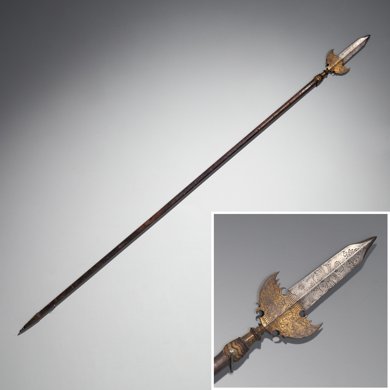 ANTIQUE AUSTRIAN GILDED POLEARM,