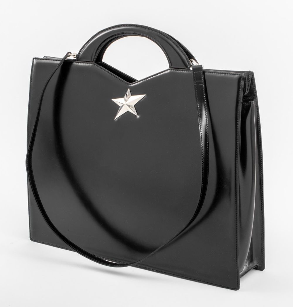 THIERRY MUGLER BLACK LEATHER BRIEFCASE 360755
