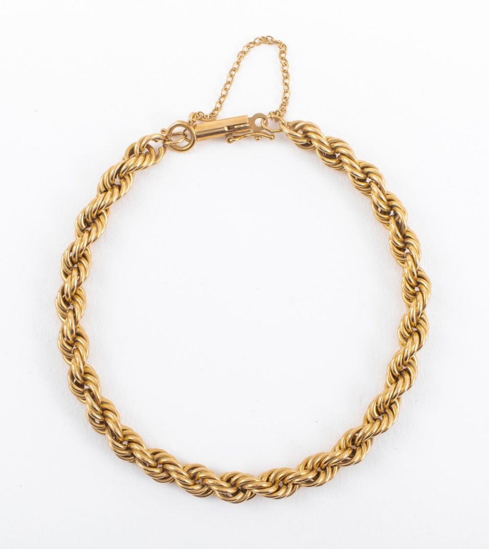 14K YELLOW GOLD ROPE CHAIN BRACELET 3607b0