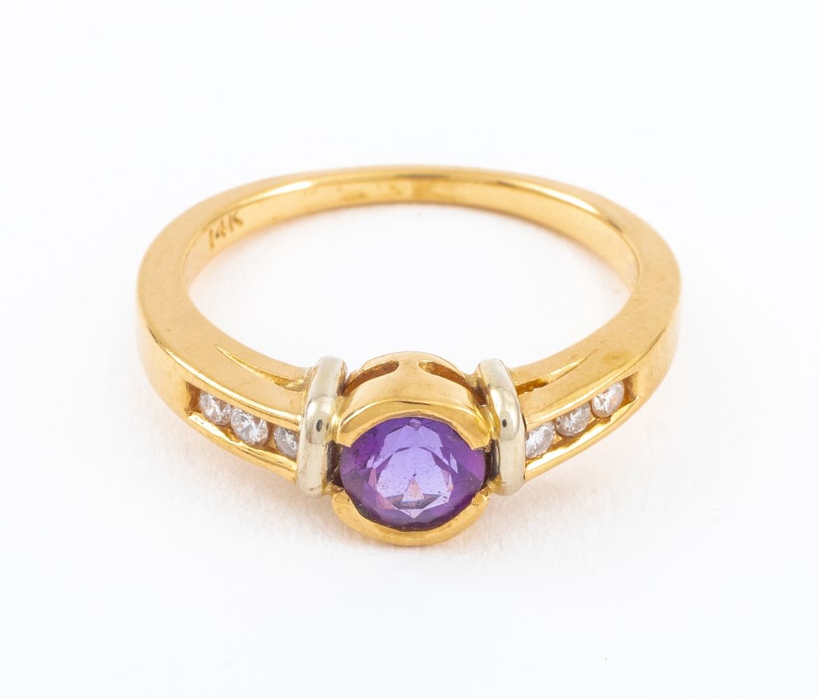 14K YELLOW GOLD AMETHYST DIAMOND 3607d9