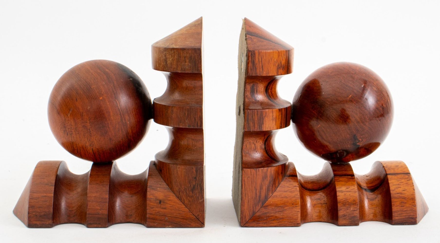 BRAZILIAN HARDWOOD GEOMETRIC BOOKENDS  360859