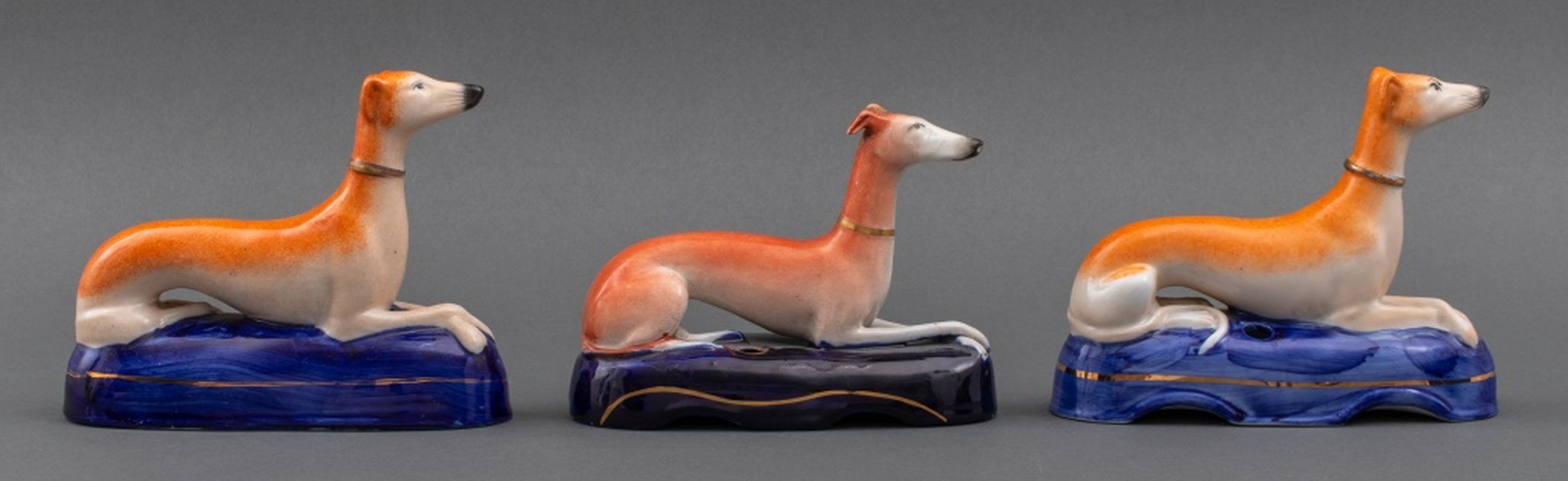 GROUP OF STAFFORDSHIRE STYLE WHIPPETS  3608bb