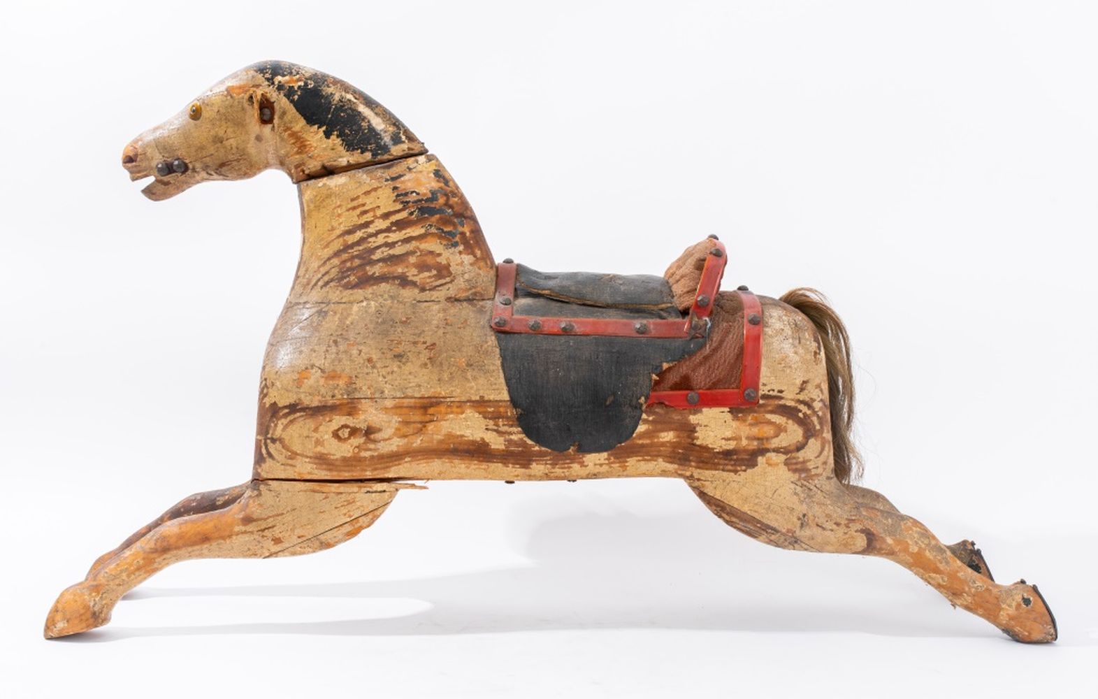 PAINTED CARVED WOOD ROCKING HORSE  3608b3