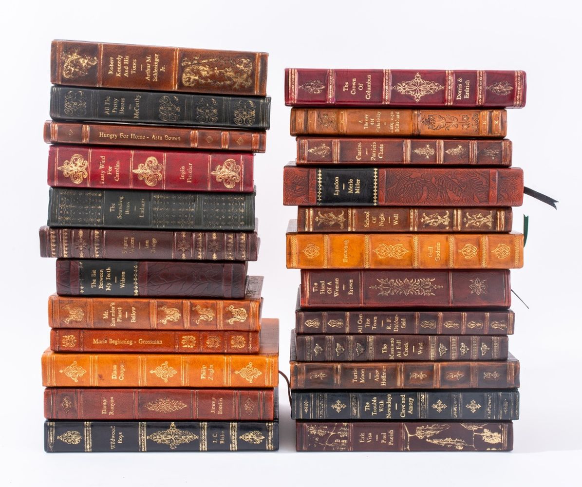 GROUP OF LEATHER BOUND BOOKS ON 3608cb