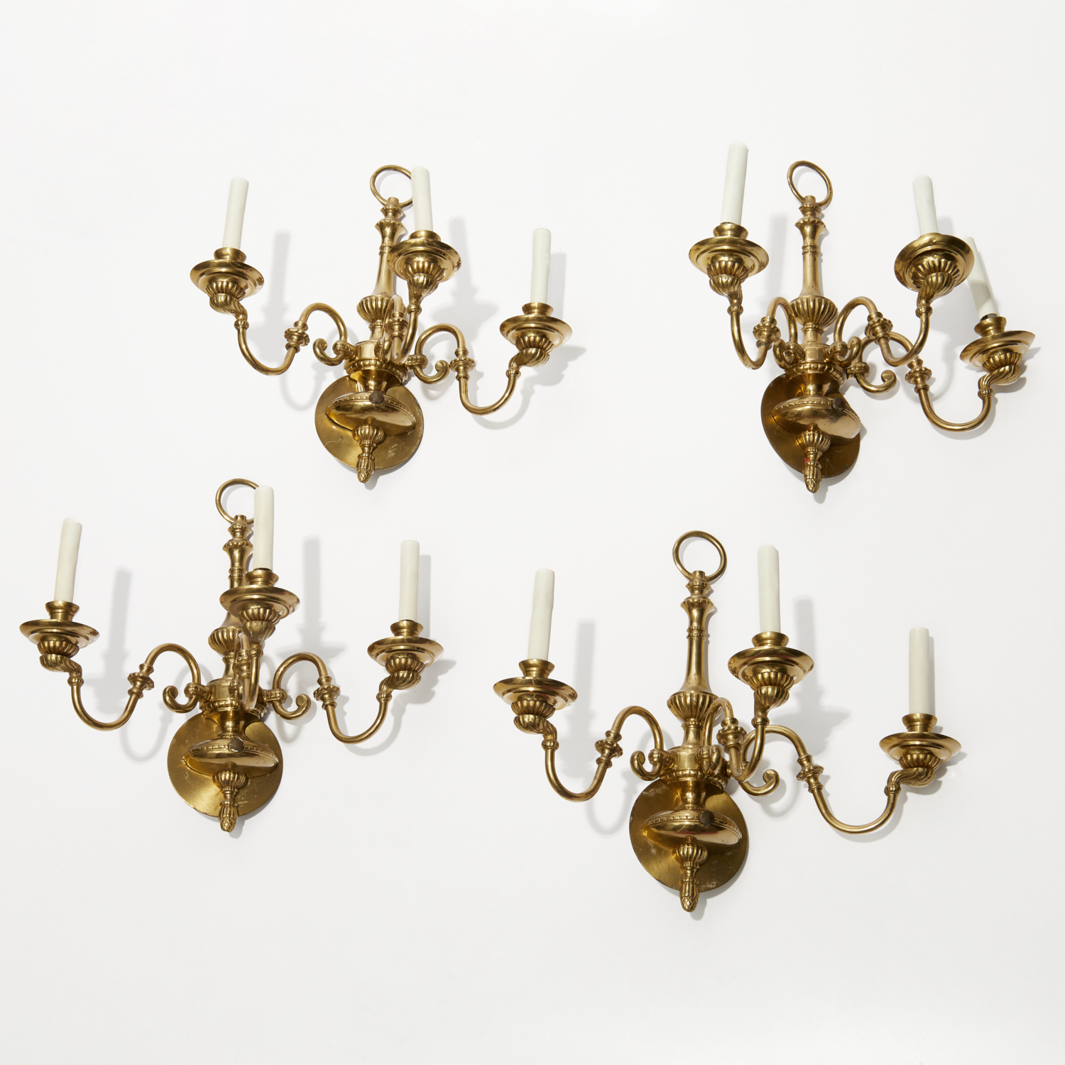 SET 4 DUTCH STYLE BRASS SCONCES 3608cc