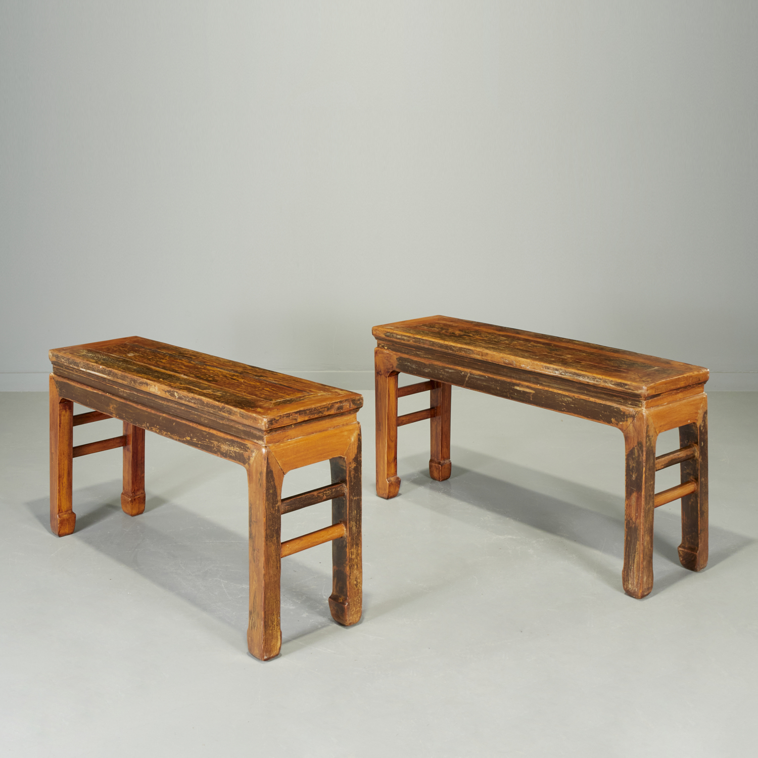 PAIR CHINESE HARDWOOD BENCHES OR 360918