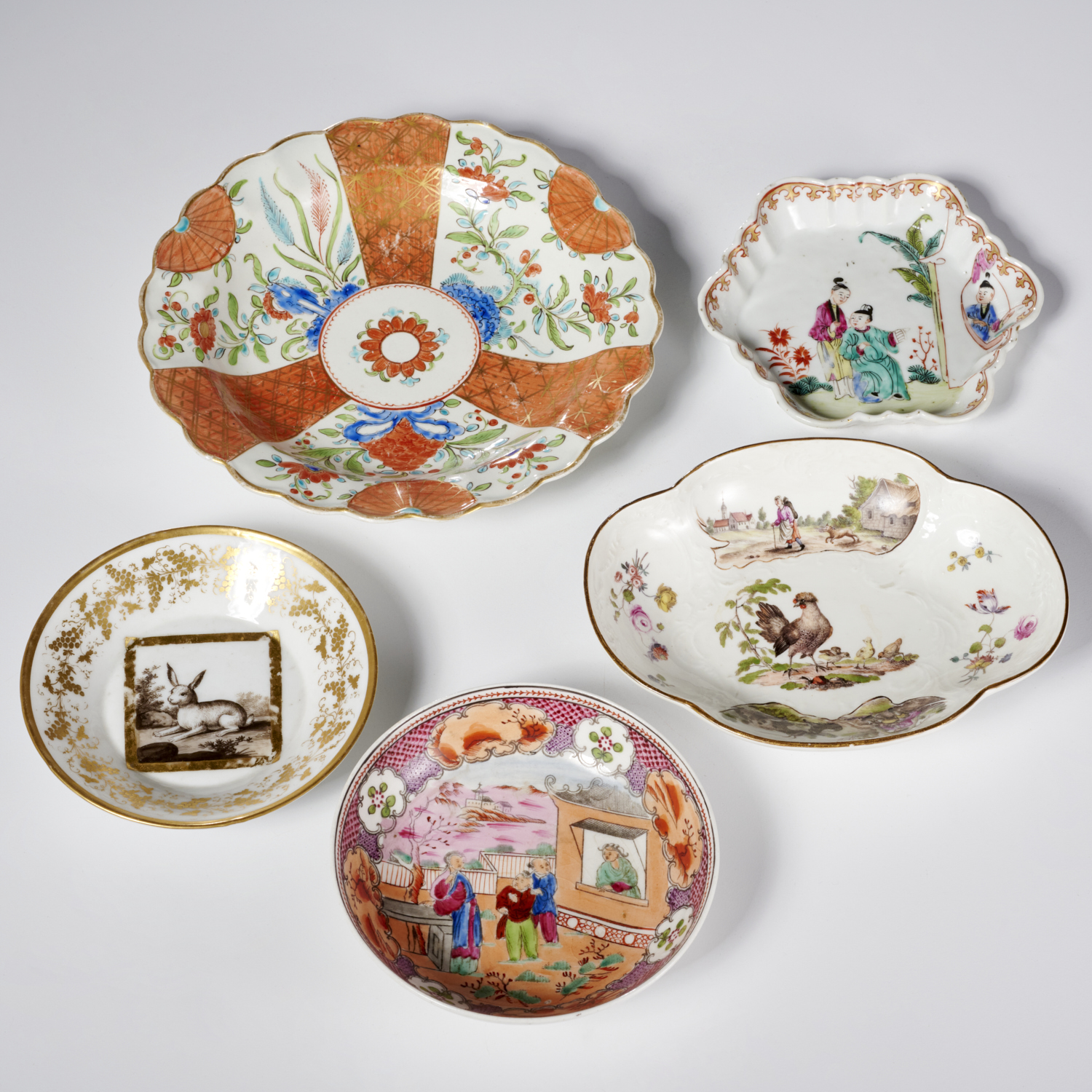 FINE ANTIQUE PORCELAINS GROUP,