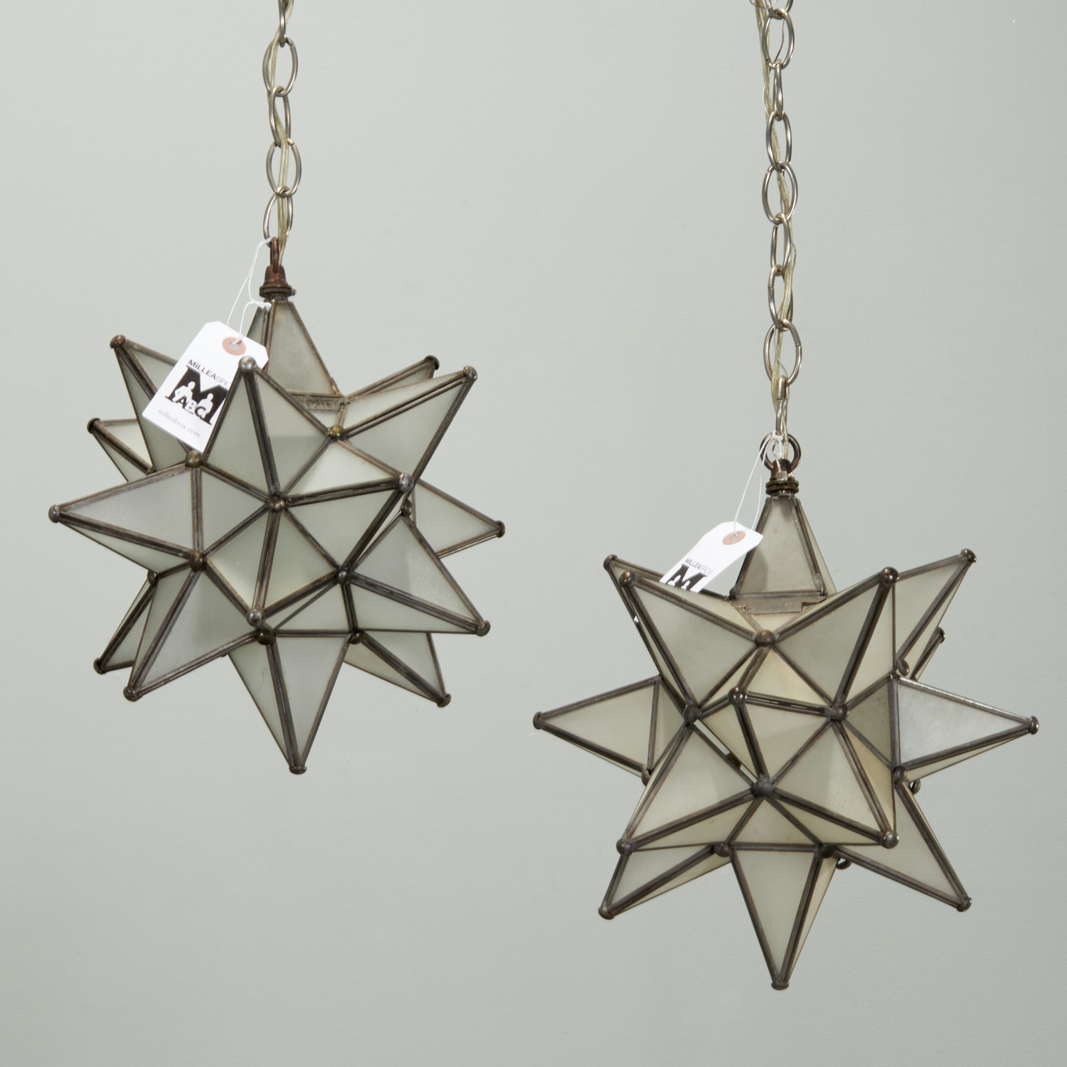 PAIR MORAVIAN STAR PENDANT LIGHT 36099b