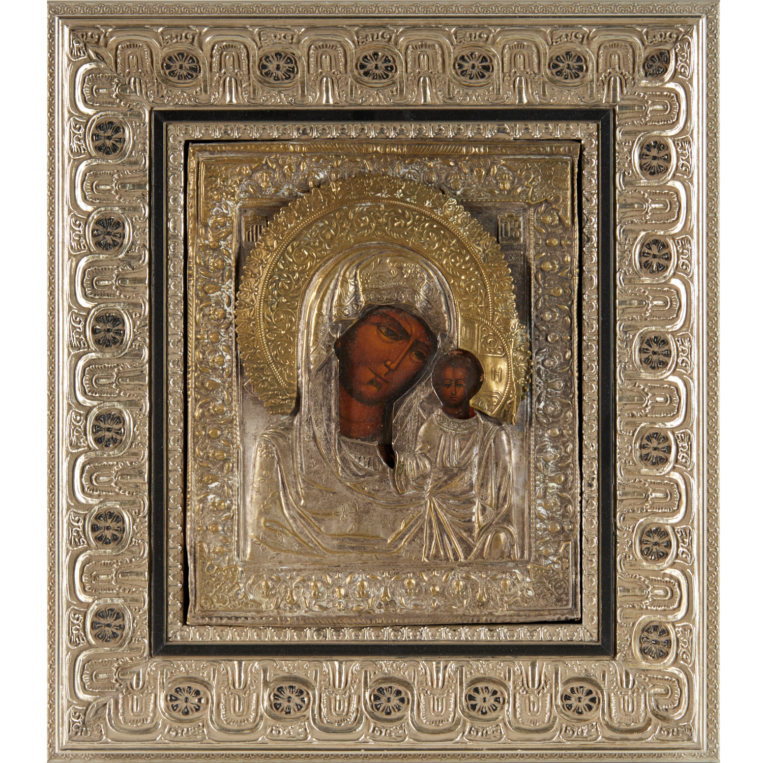 RUSSIAN SILVER OKLAD ICON THEOTOKOS 3609e1