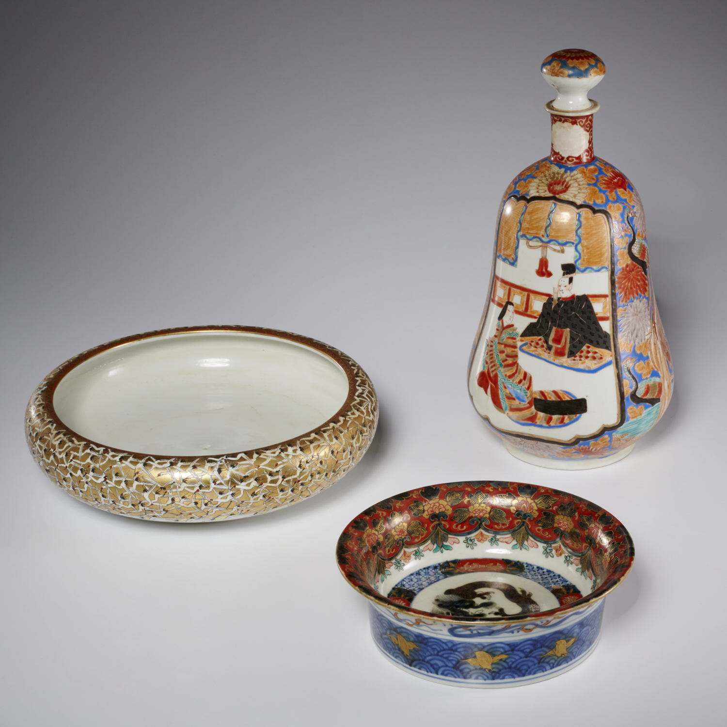 GROUP 3 JAPANESE ENAMELED PORCELAINS 360a30