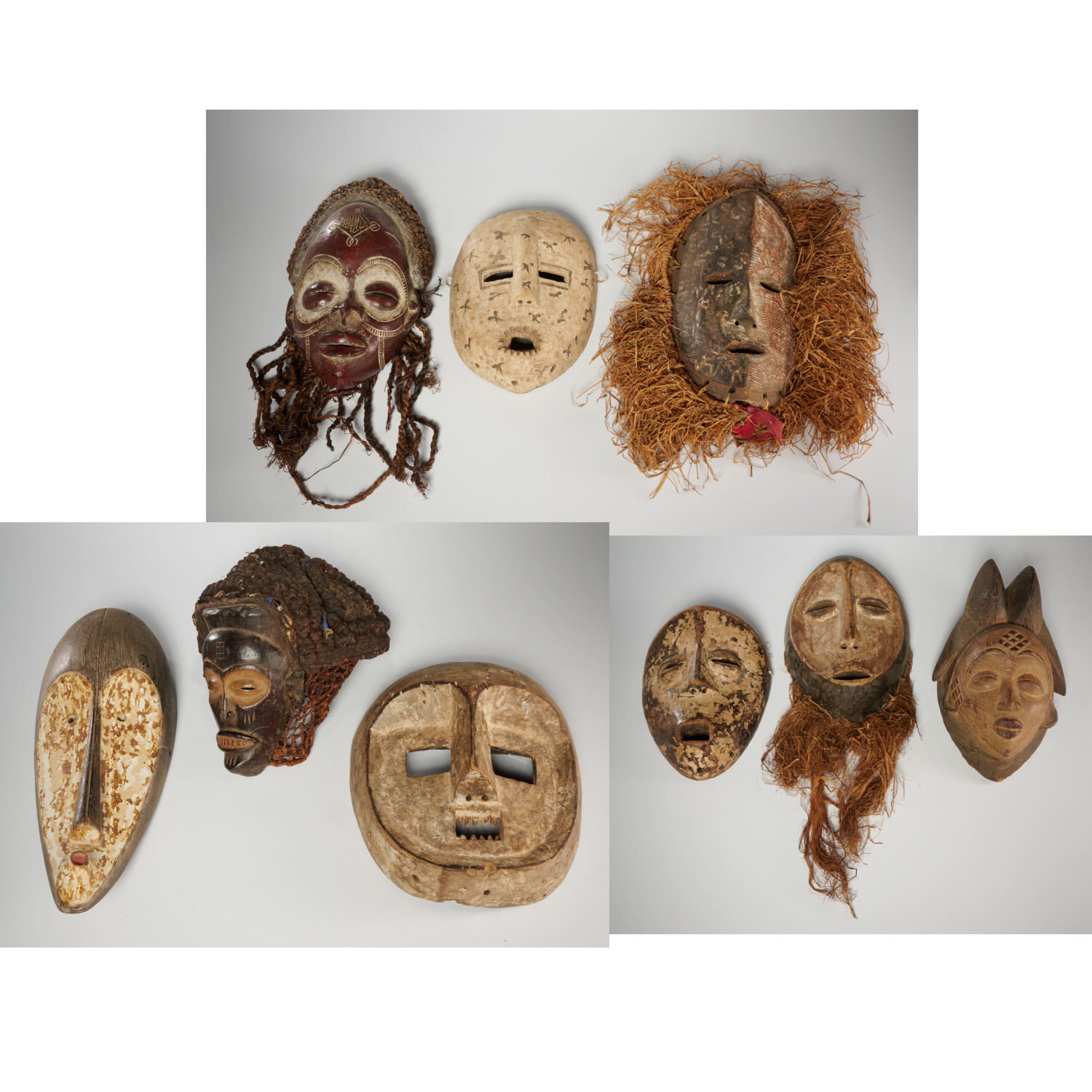 GROUP OF 9 CARVED AND PAINTED 360a79