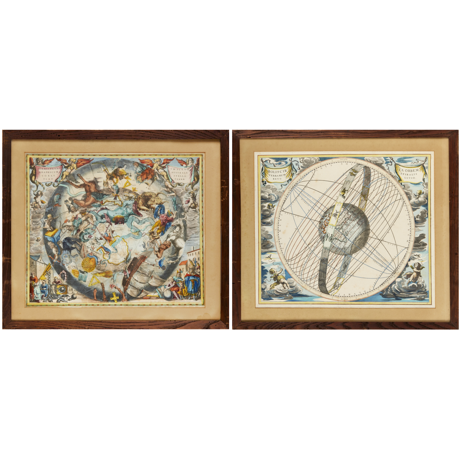 (2) ANTIQUE HAND-COLORED CELESTIAL MAPS