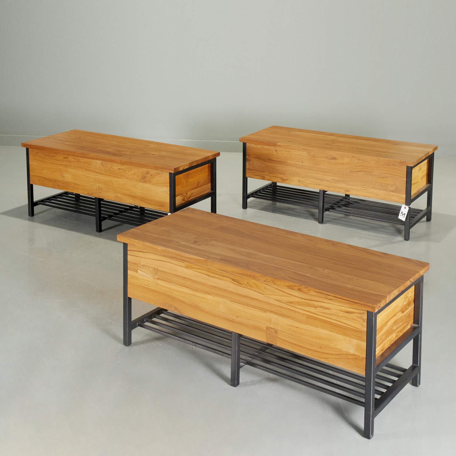 (3) CRATE & BARREL TECA STORAGE TRUNK-BENCHES