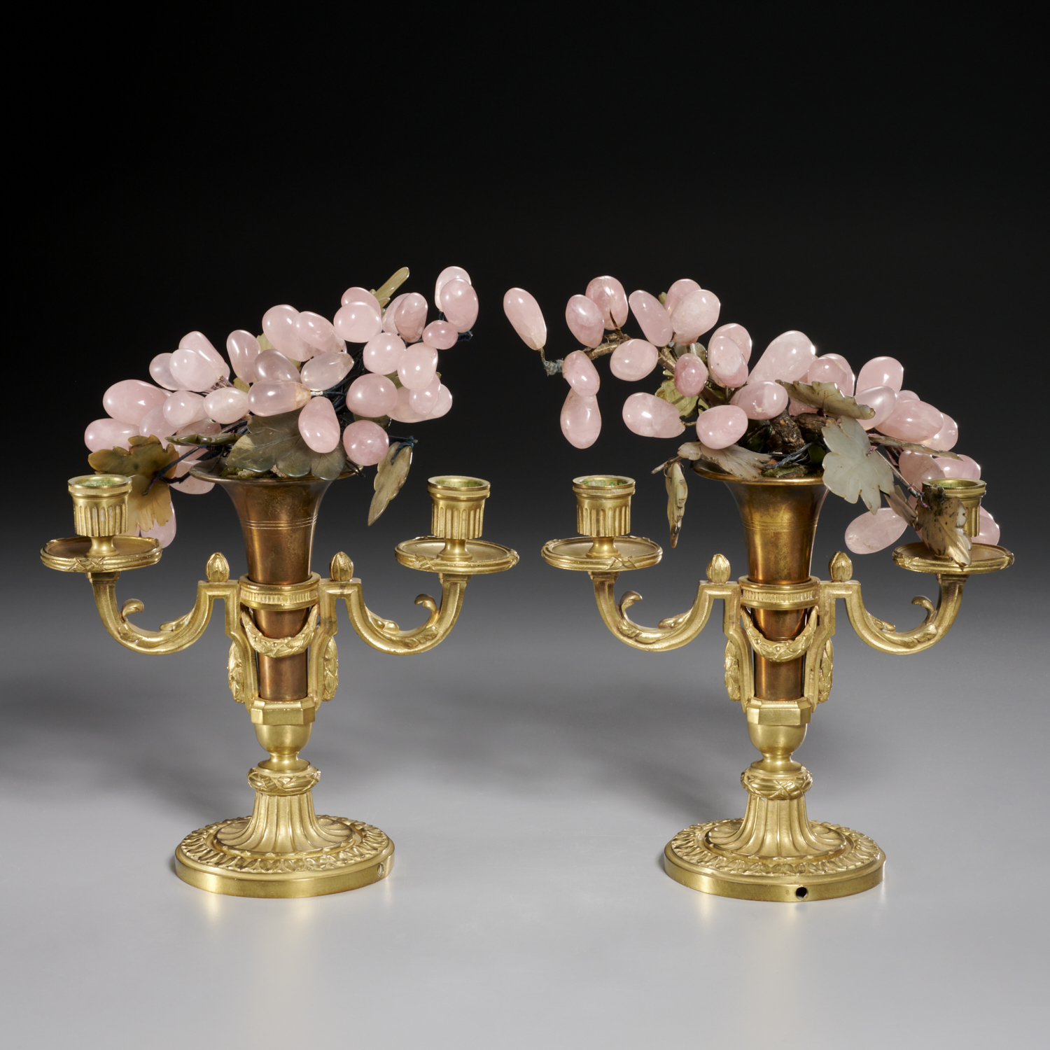 PAIR LOUIS XVI STYLE BRONZE CANDELABRA