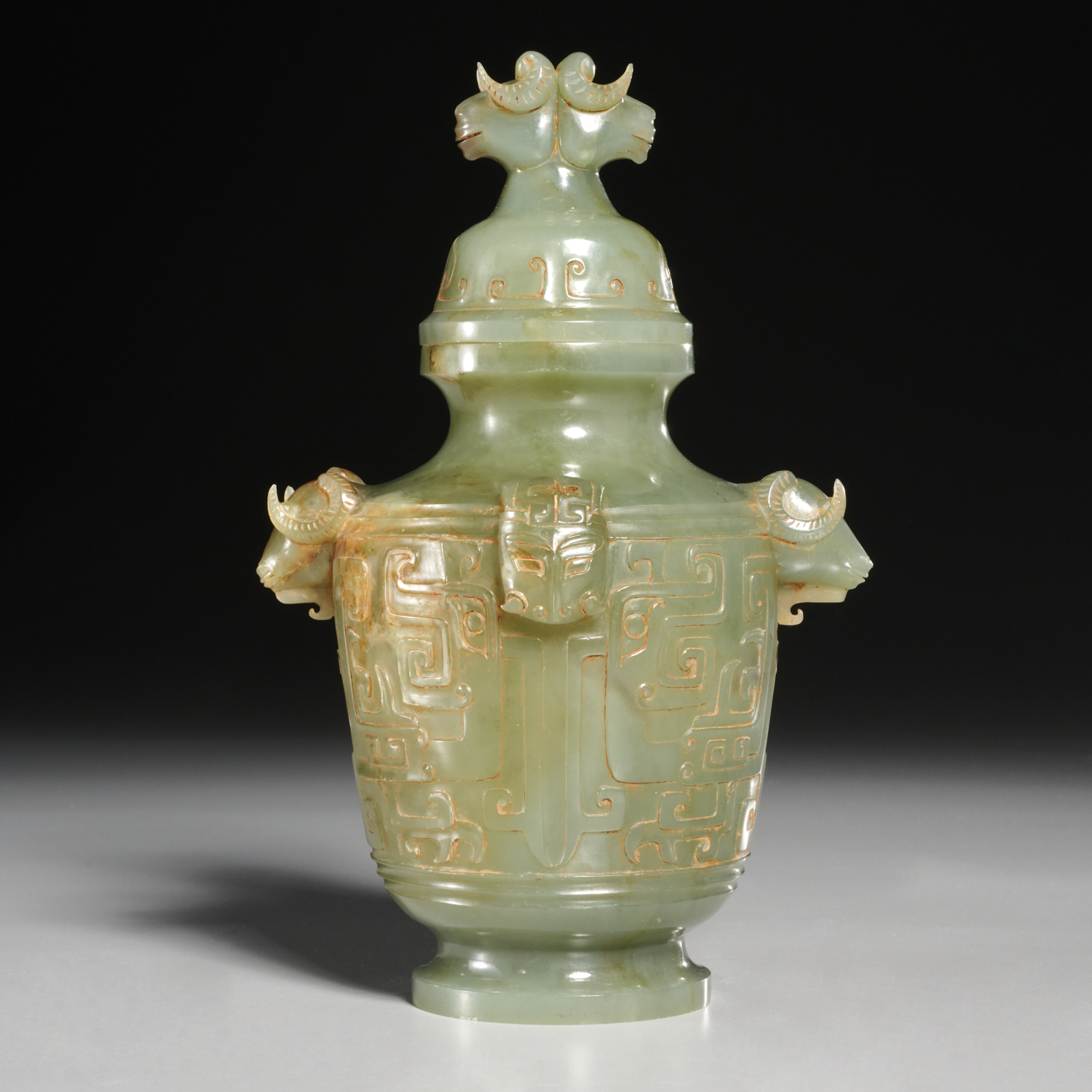 CHINESE CELADON JADE VASE AND COVER 360ae7