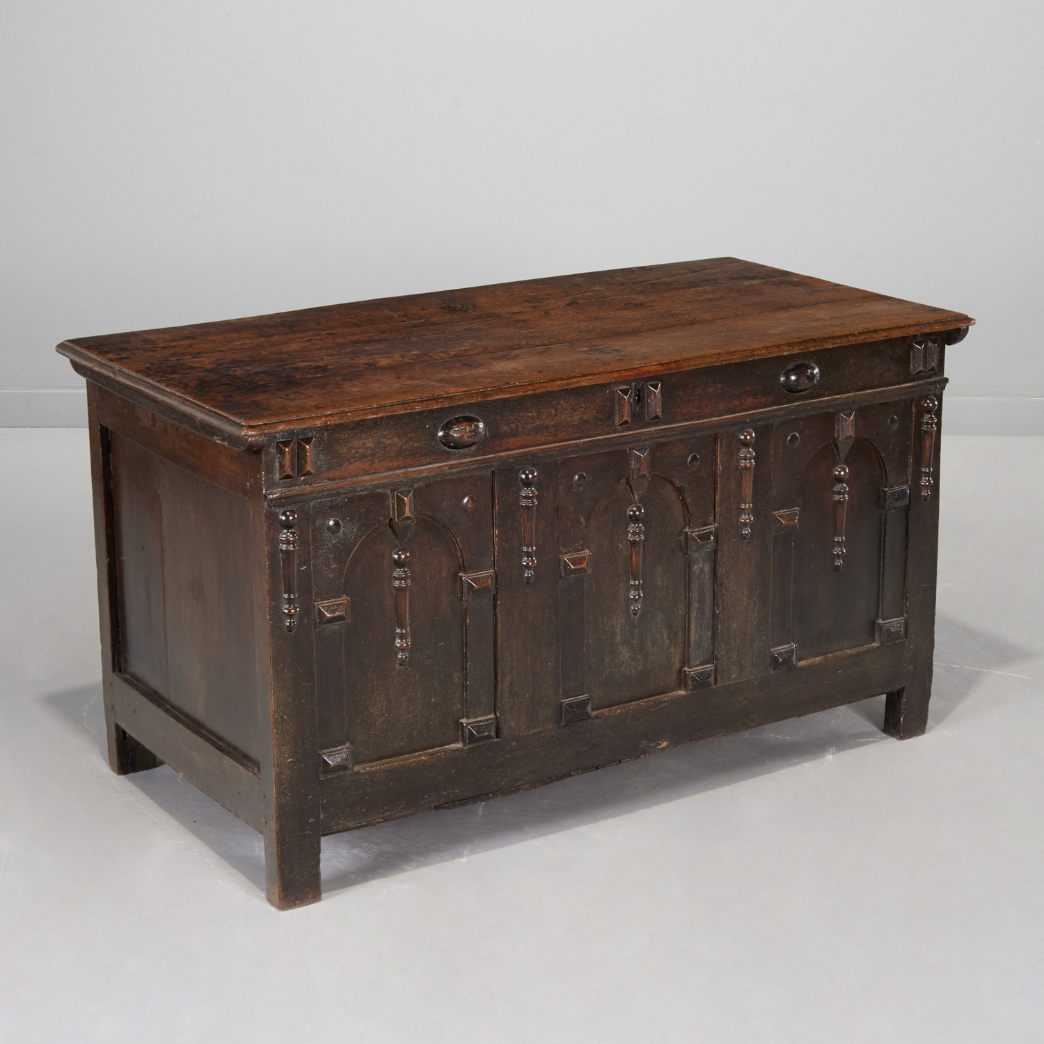 JACOBEAN OAK COFFER, EX SOTHEBY'S