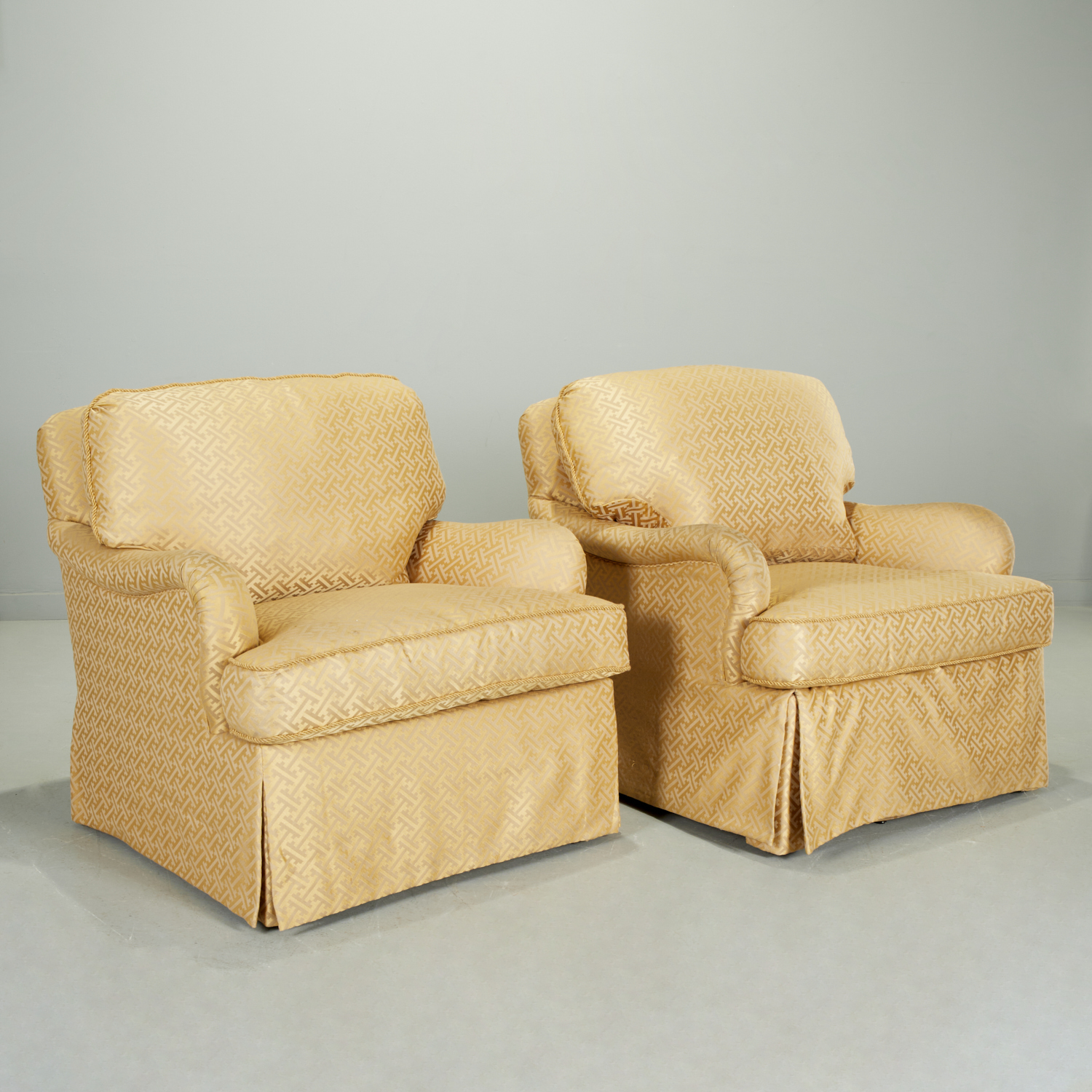 PAIR CUSTOM UPHOLSTERED SWIVEL 360b7b